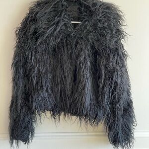 Blank NYC Black Shaggy Teddy Jacket